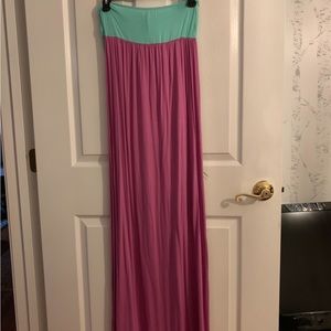 PinkBlush Strapless Maxi Bow Dress